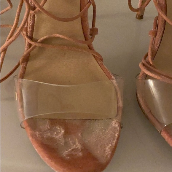 Aldo Velvet Pink Transparent Lace Up Sandals - Picture 2 of 3